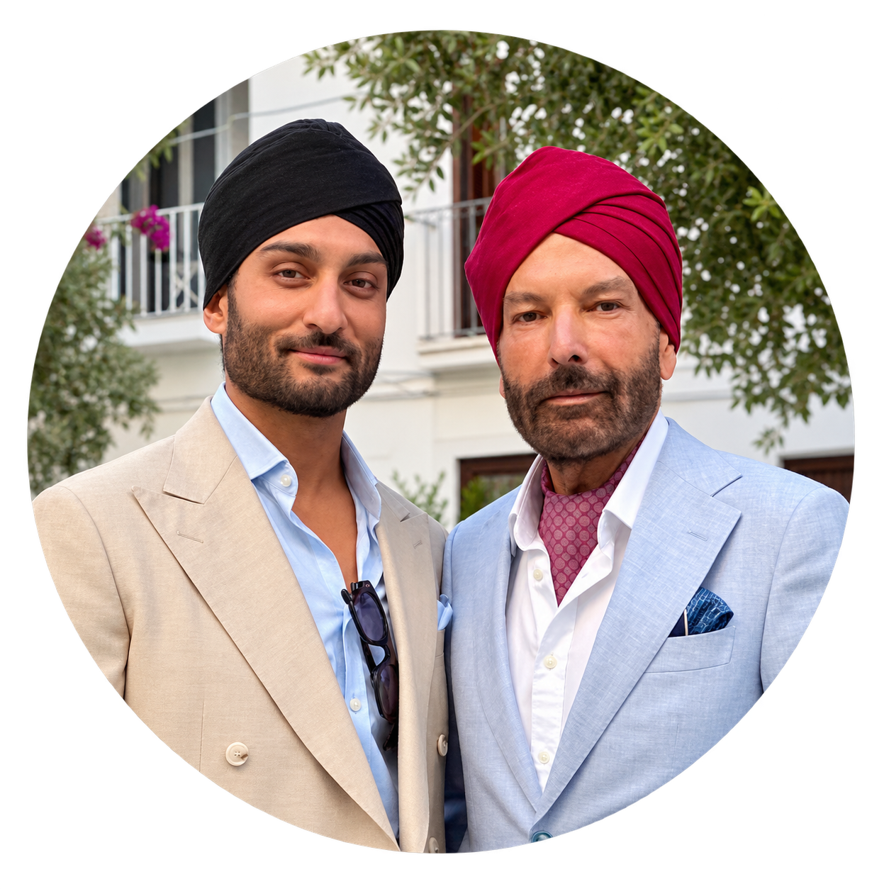 Circular Portrait of Two Turbaned Gentlemen